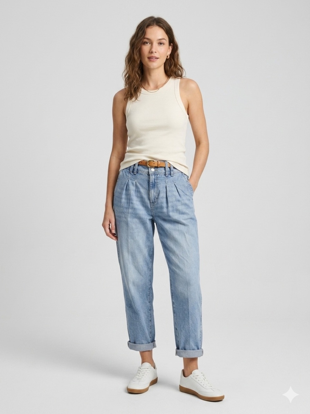 Sonoma Light Blue Pleated High Rise Jeans